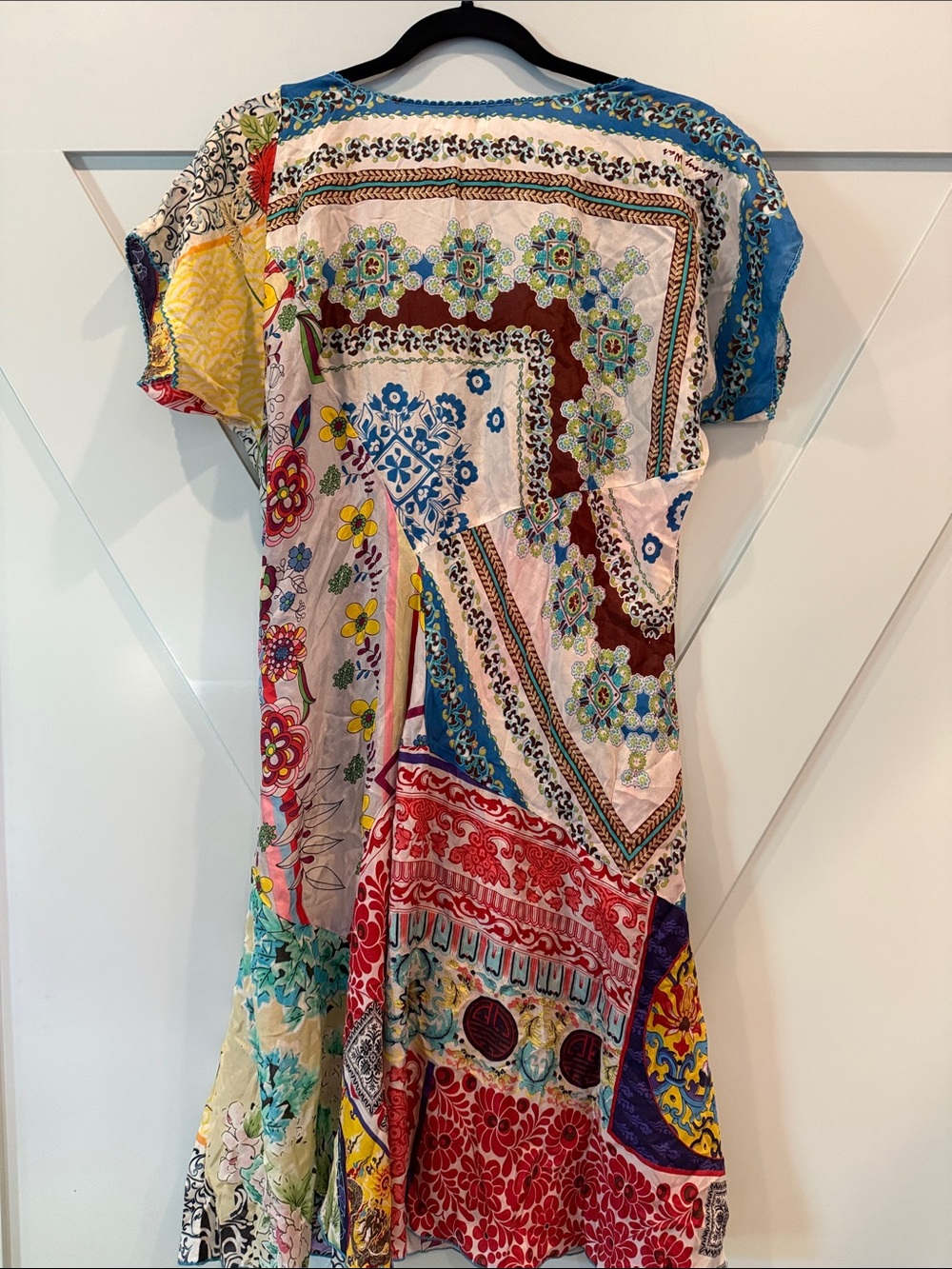 Sundance Multicolor Patchwork V-Neck Mini Dress - Picture 4 of 7